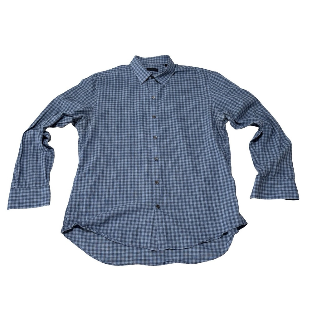 Zachary Prell Blue Check Button Down Shirt Men's Size Large 23 x 30